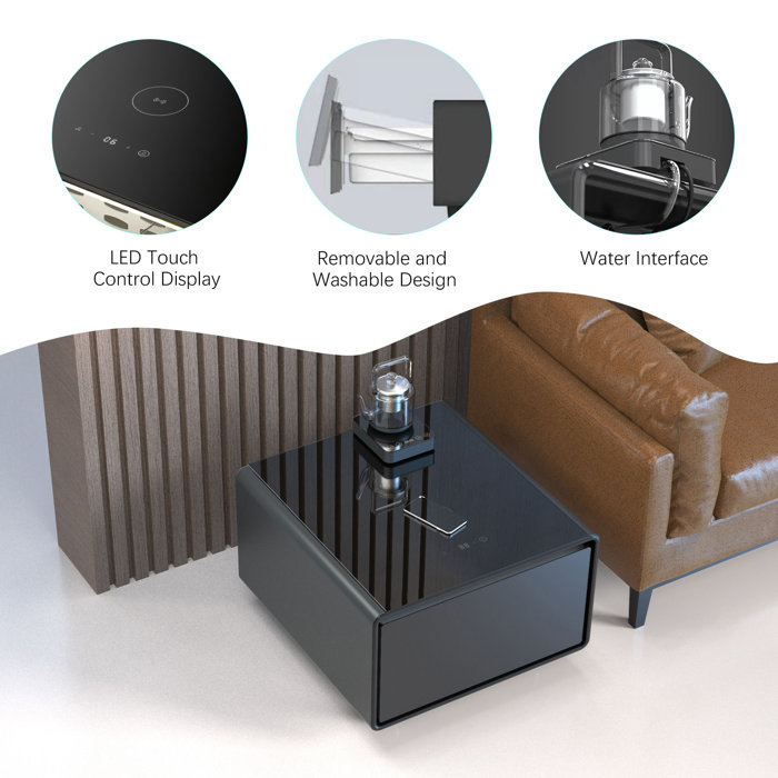 Livtab Smart End Table with Fridge and BuiltIn Outlets & Reviews Wayfair